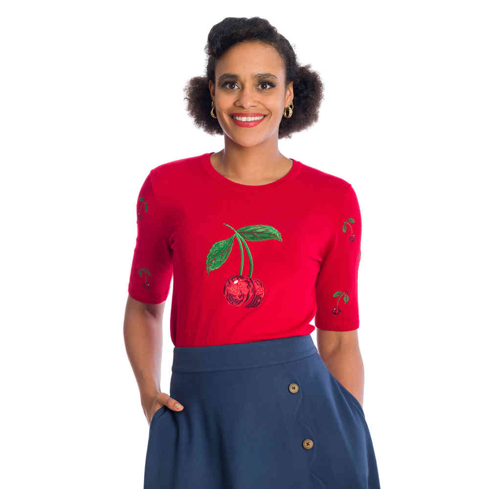 Banned - SWEET SUMMER CHERRY Pull en tricot - Rouge